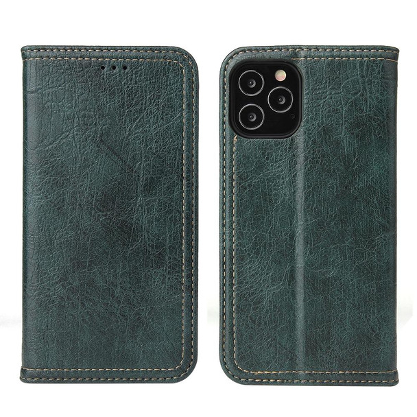 iPhone 12 / 12 Pro Fierre Shann Retro Tree Bark Texture PU Magnetic Horizontal Flip Leather Case with Holder & Card Slots & Wallet(Green)