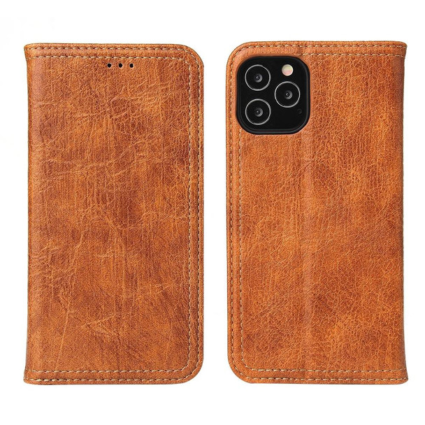 iPhone 12 / 12 Pro Fierre Shann Retro Tree Bark Texture PU Magnetic Horizontal Flip Leather Case with Holder & Card Slots & Wallet(Brown)
