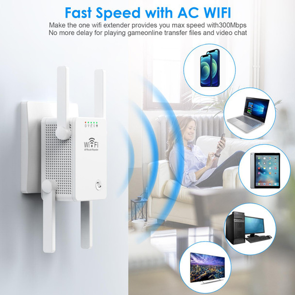 U8 300Mbps Wireless WiFi Repeater Extender Router Wi-Fi Signal Amplifier WiFi Booster(US Plug)