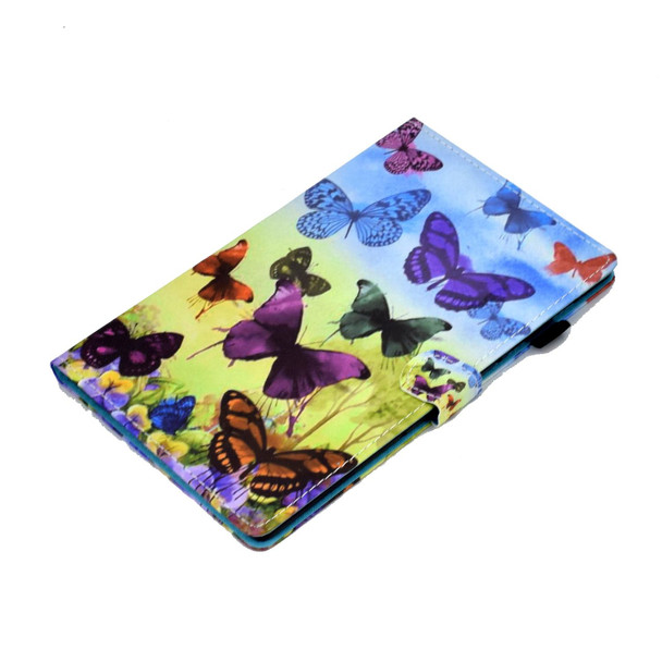 For Huawei MatePad SE Sewing Thread Horizontal Painted Tablet Leatherette Case with Pen Cover(Colorful Butterfly)