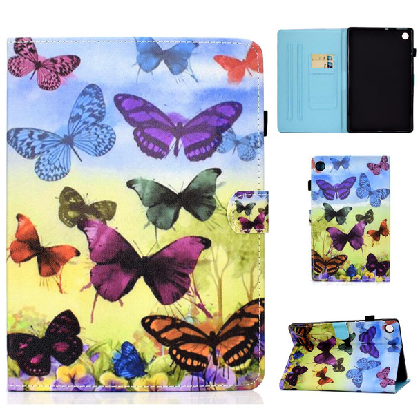 For Huawei MatePad SE Sewing Thread Horizontal Painted Tablet Leatherette Case with Pen Cover(Colorful Butterfly)