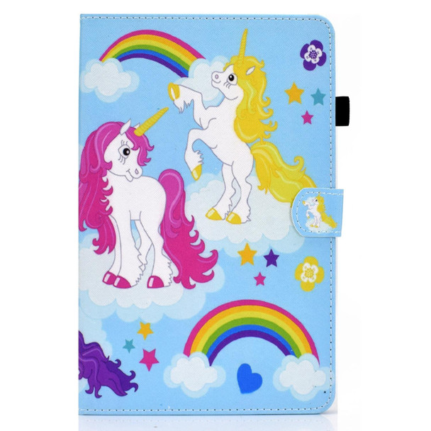 For Huawei MatePad SE Sewing Thread Horizontal Painted Tablet Leatherette Case(Colored Unicorn)