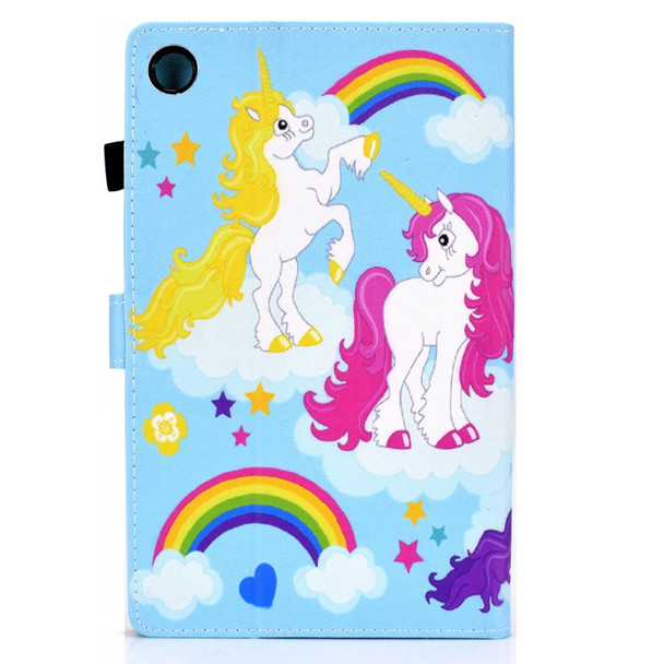 For Huawei MatePad SE Sewing Thread Horizontal Painted Tablet Leatherette Case(Colored Unicorn)