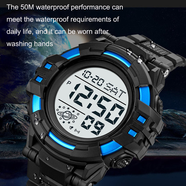 SKMEI 2003 Multifunctional Back Light Sports Watch Mens Countdown Date Alarm Clock Watch(Blue White Machine)