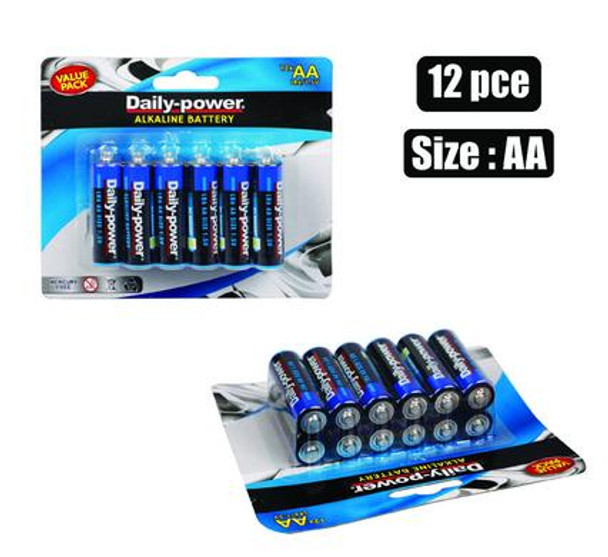 Batteries Alkaline Size:AA 12pce