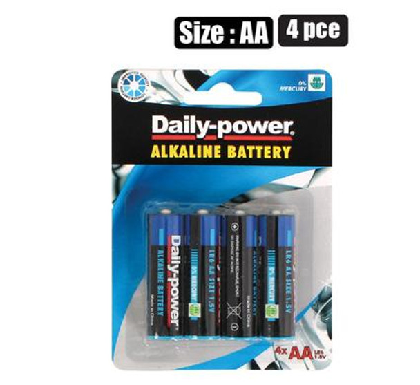 Batteries Alkaline Size:AA 4pce