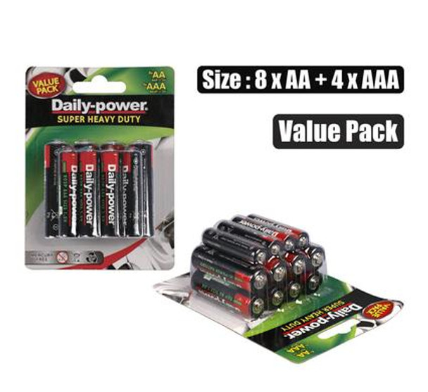 Batteries AAx8 & AAA x4 Value Pack