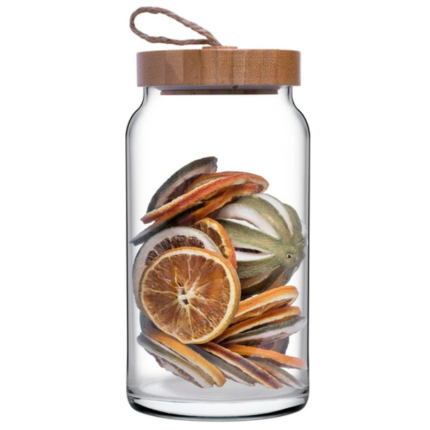 1300ml Acacia Wood Glass Storage Jar