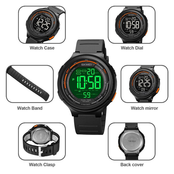 SKMEI 1841 Outdoor Sports Students Waterproof Luminous Countdown Watch(Black)