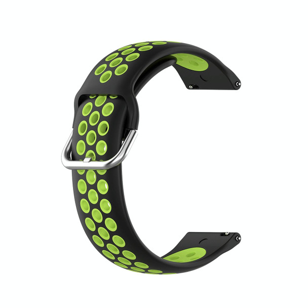 For  Xiaomi Haylou RS4 LS12 22mm Perforated Breathable Sports Silicone Watch Band(Black+Lime)