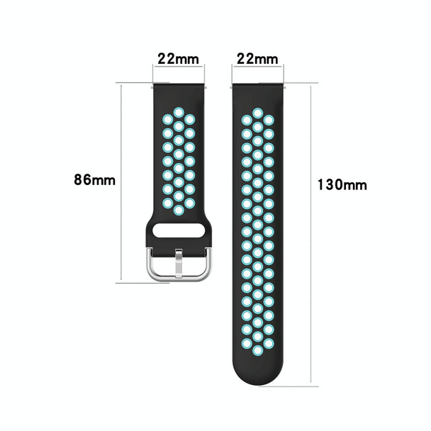 For Xiaomi Haylou RT2 LS10 22mm Perforated Breathable Sports Silicone Watch Band(Purple+Lime)