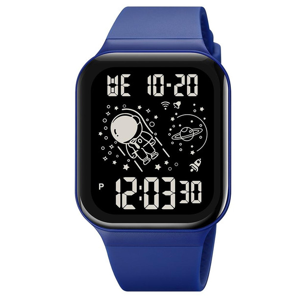 SKMEI 1863 Multifunctional Astronaut Student Digital Sports Square Watch(Blue Black Machine)