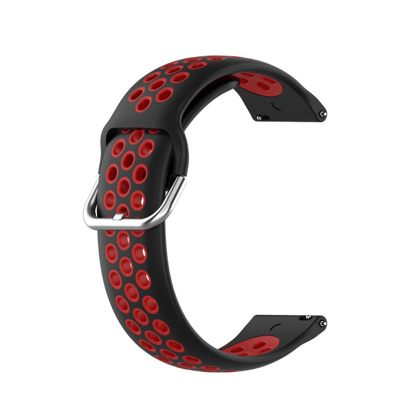 For  Xiaomi Haylou RS4 LS12 22mm Perforated Breathable Sports Silicone Watch Band(Black+Red)