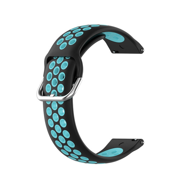 For  Xiaomi Haylou RS4 LS12 22mm Perforated Breathable Sports Silicone Watch Band(Black+Blue)