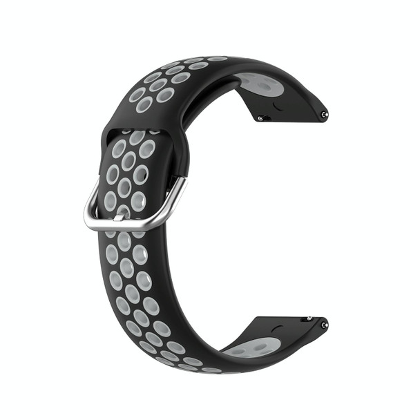 For Xiaomi Haylou RT2 LS10 22mm Perforated Breathable Sports Silicone Watch Band(Black+Grey)