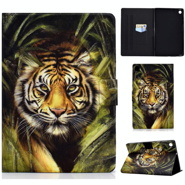 For Huawei MatePad SE Colored Drawing Horizontal Flip Tablet Leatherette Case(Tiger)