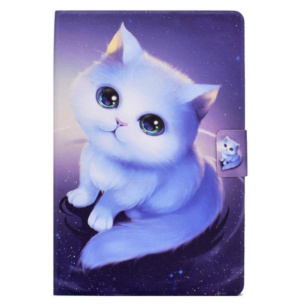 For Huawei MatePad SE Colored Drawing Horizontal Flip Tablet Leatherette Case(Kitty)