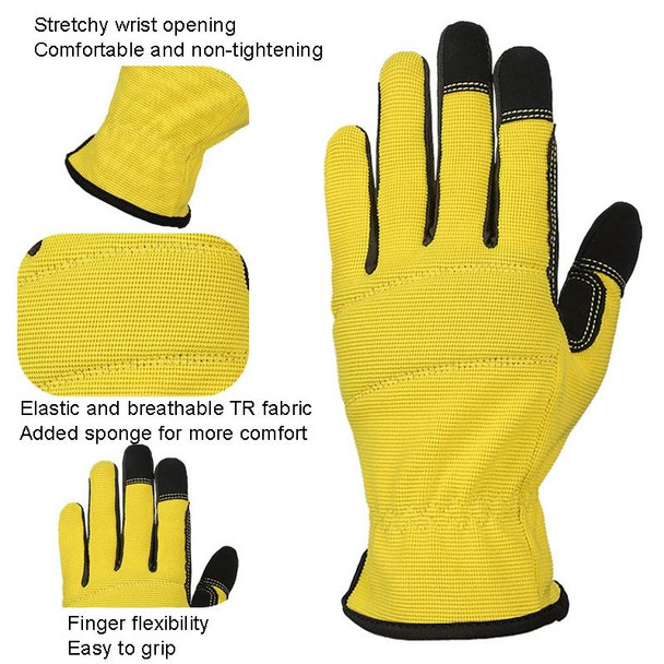 A9015 Gardening Work Touch Screen Stretch Breathable Labor Machinery Protection Gloves(XL Yellow)