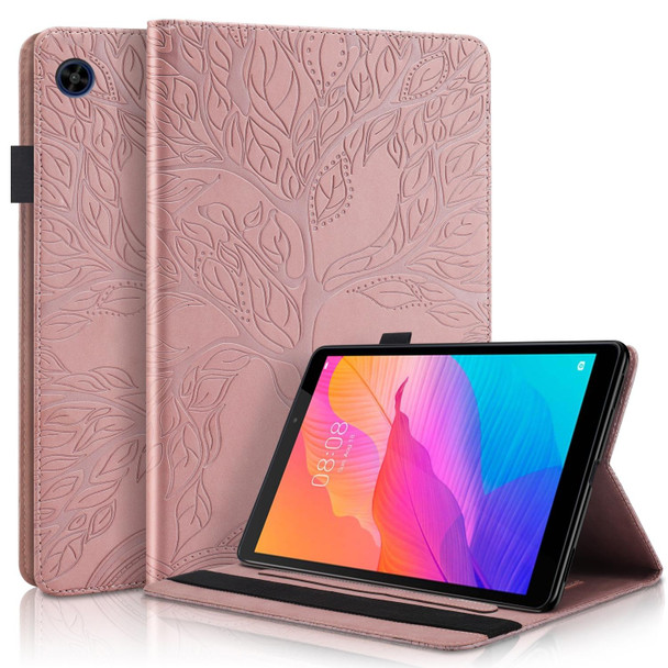 For Huawei Matepad SE 10.4 2022 Life Tree Embossed Flip Leatherette Tablet Case(Rose Gold)