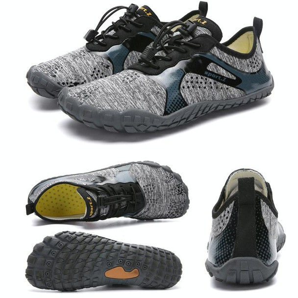 1901 Outdoor Couple Sports Shoes Five-finger Hiking Anti-skid Wading Shoes Diving Beach Shoes, Size: 46(Light Gray)