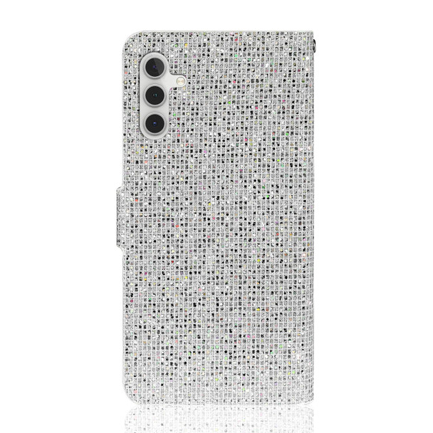 For Samsung Galaxy A24 4G Glitter Powder Filp Leatherette Phone Case(Silver)