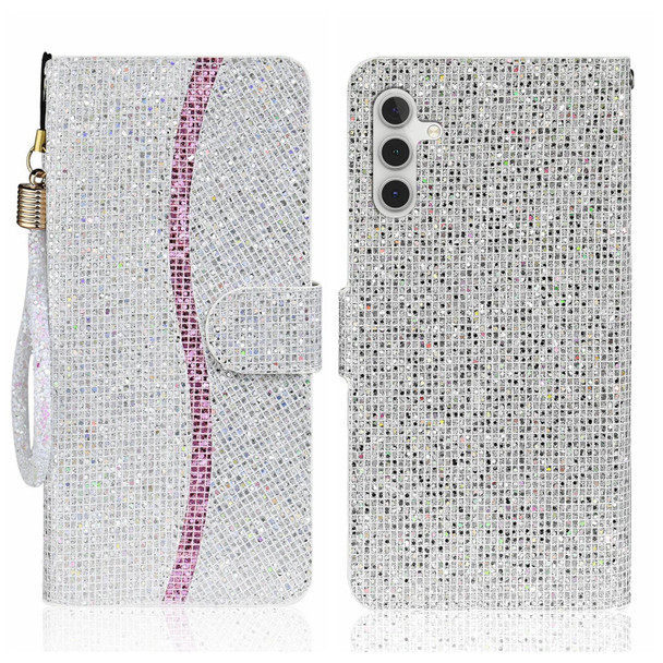 For Samsung Galaxy A24 4G Glitter Powder Filp Leatherette Phone Case(Silver)