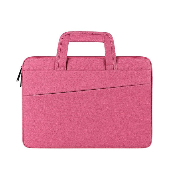 ST03 Waterproof Laptop Storage Bag Briefcase Multi-compartment Laptop Sleeve, Size: 14.1-15.4 inches(Rose Pink)