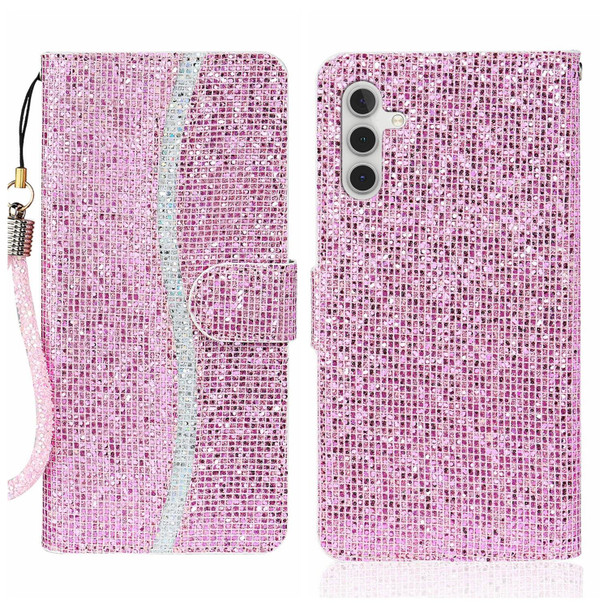 For Samsung Galaxy A24 4G Glitter Powder Filp Leatherette Phone Case(Pink)