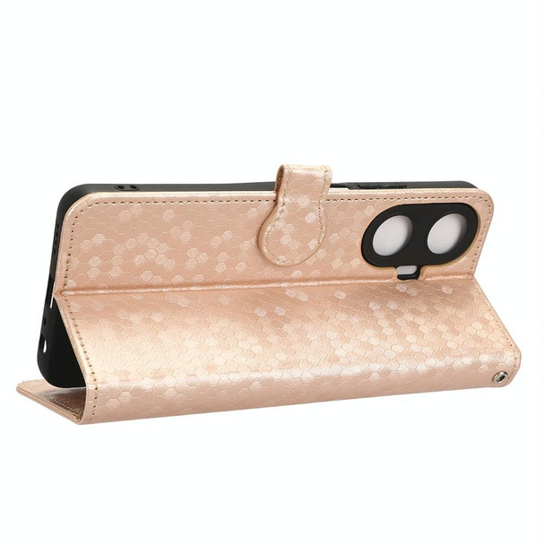 For Realme C55 4G Honeycomb Dot Texture Leatherette Phone Case(Gold)