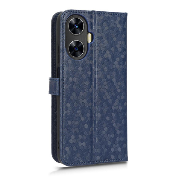 For Realme C55 4G Honeycomb Dot Texture Leatherette Phone Case(Blue)