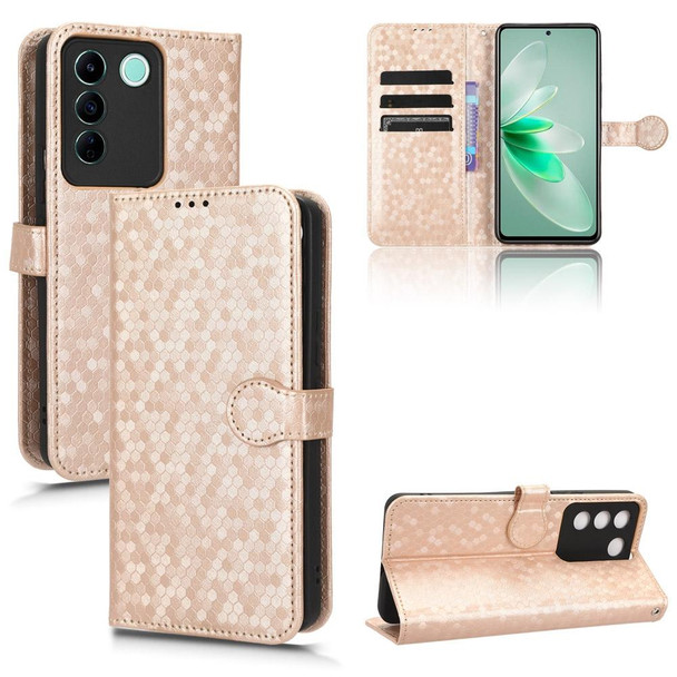 For vivo V27e / S16e Honeycomb Dot Texture Leather Phone Case(Gold)