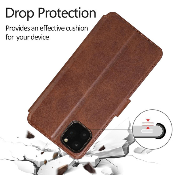 iPhone 12 Pro Max Calf Texture Magnetic Buckle Horizontal Flip Leather Case with Holder & Card Slots & Wallet & Photo Frame(Brown)