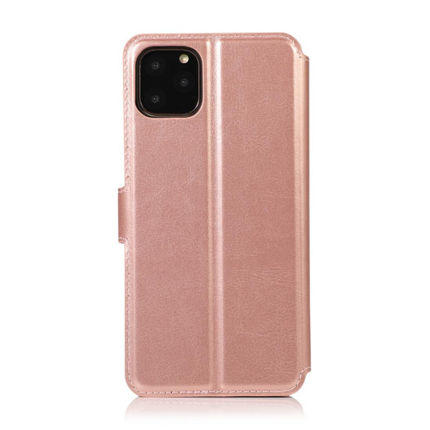 iPhone 12 mini Calf Texture Magnetic Buckle Horizontal Flip Leather Case with Holder & Card Slots & Wallet & Photo Frame(Rose Gold)