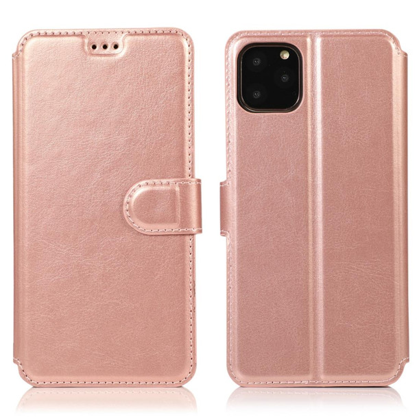 iPhone 12 mini Calf Texture Magnetic Buckle Horizontal Flip Leather Case with Holder & Card Slots & Wallet & Photo Frame(Rose Gold)