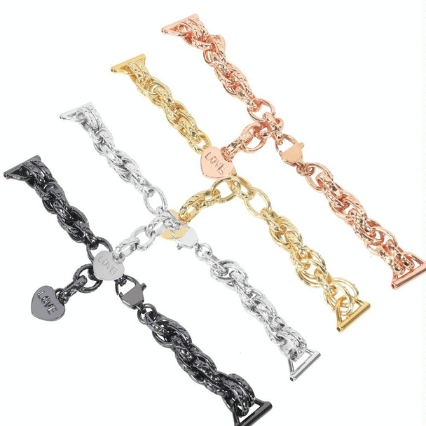 20mm Universal Metal Chain Watch Band(Rose Gold)