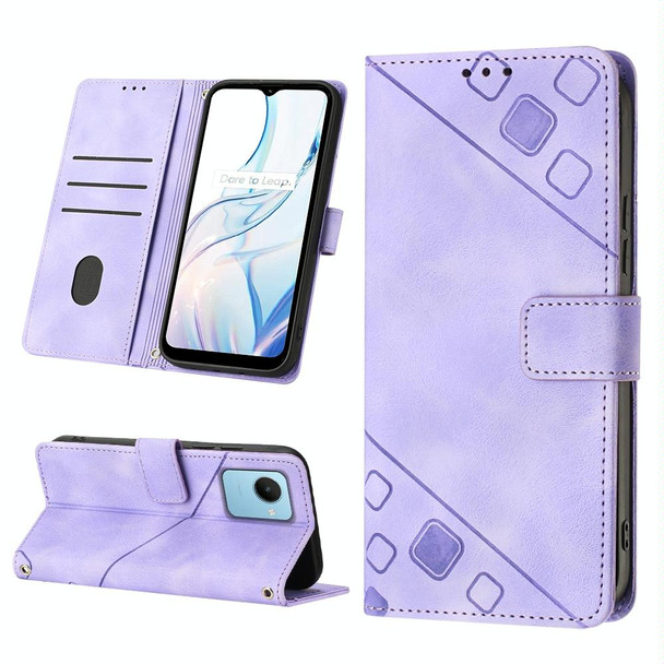For Realme C30s Skin-feel Embossed Leatherette Phone Case(Light Purple)