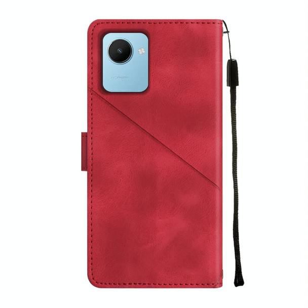 For Realme C30s Skin-feel Embossed Leatherette Phone Case(Red)