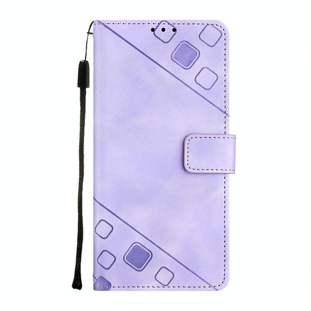 For Samsung Galaxy Note20 Ultra Skin-feel Embossed Leatherette Phone Case(Light Purple)