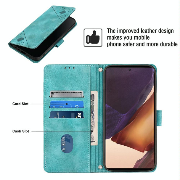 For Samsung Galaxy Note20 Ultra Skin-feel Embossed Leatherette Phone Case(Green)