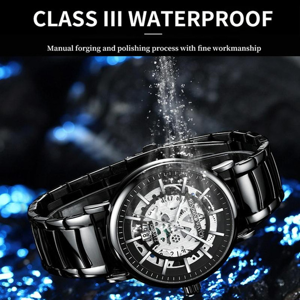 BINBOND B7872 Multifunctional Hollow Luminous Waterproof Quartz Watch, Color: Full-gold-Black-Gold