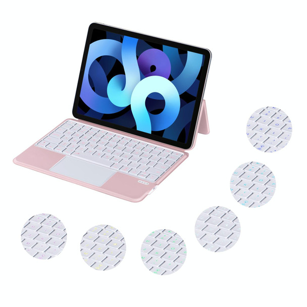 X3125-6D Integrated Thin Magnetic Bluetooth Keyboard Case with Backlight For iPad Air 2022/Air 2020 10.9/Pro 11 2018/2020/2021/2022(Pink)