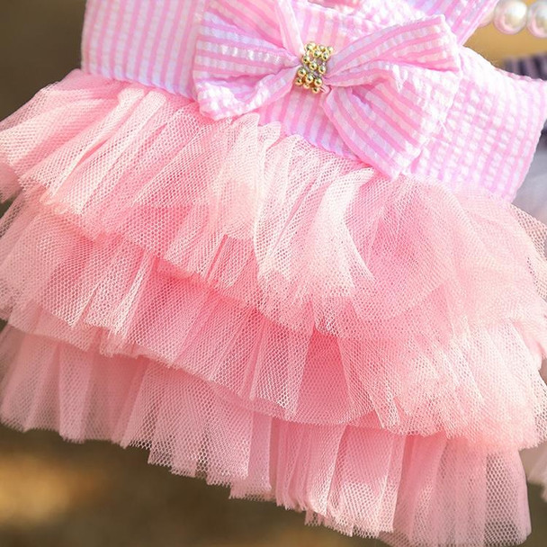 2pcs Pet Mesh Skirt Dress Dog Cat Clothes, Size: XXL(Suspender Pink Denim)