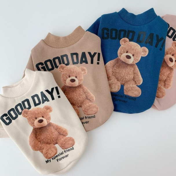 2pcs Cute Warm Pet Fleece Sweater Teddy Bear Cat Clothes, Size: L(Dark Blue)