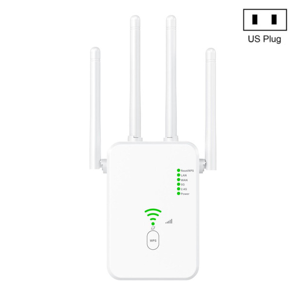 U10 1200Mbps Signal Booster WiFi Extender WiFi Antenna Dual Band 5G Wireless Signal Repeater(US Plug)