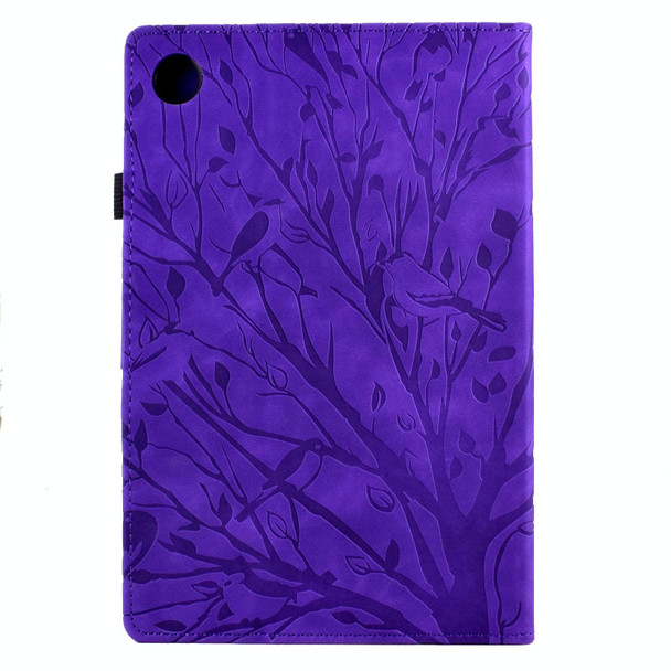 For Lenovo Tab M10 Plus 3rd Gen Fortune Tree Pressure Flower PU Tablet Case with Wake-up / Sleep Function(Purple)