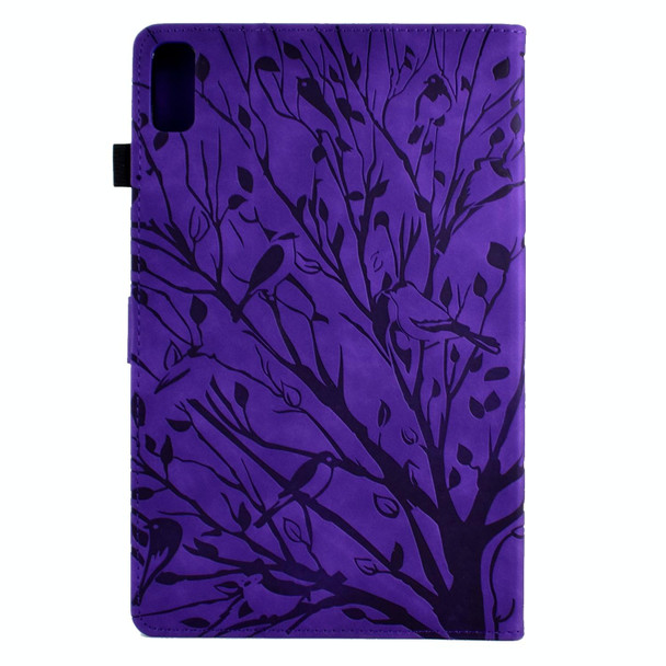 For Lenovo Tab M9 Fortune Tree Pressure Flower PU Tablet Case with Wake-up / Sleep Function(Purple)