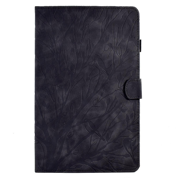 For Lenovo M10 HD 2nd X306X Fortune Tree Pressure Flower PU Tablet Case with Wake-up / Sleep Function(Black)