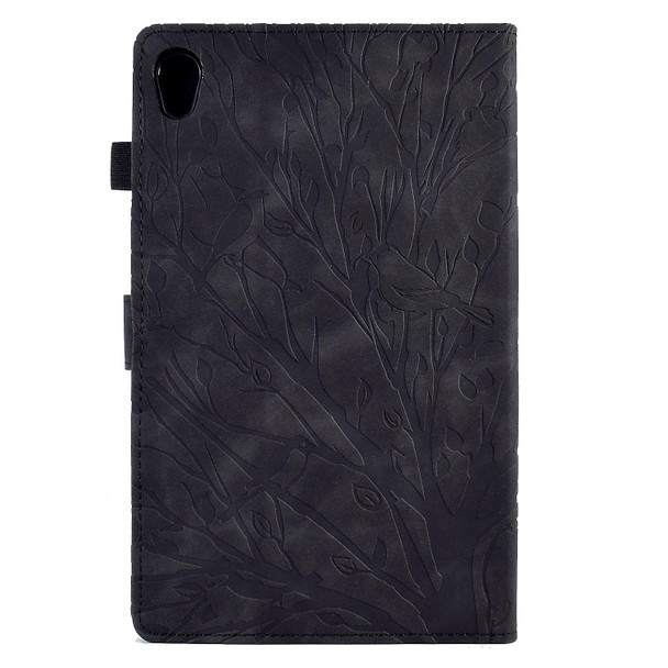 For Lenovo M10 HD 2nd X306X Fortune Tree Pressure Flower PU Tablet Case with Wake-up / Sleep Function(Black)