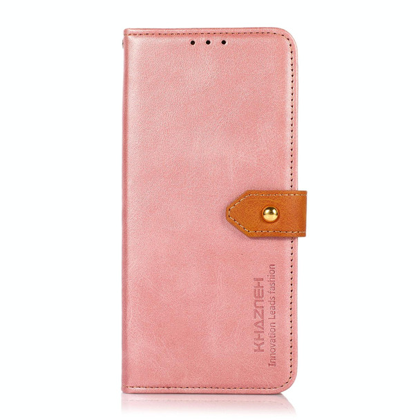 For Nokia G22 4G KHAZNEH Dual-color Cowhide Texture Flip Leatherette Phone Case(Rose Gold)