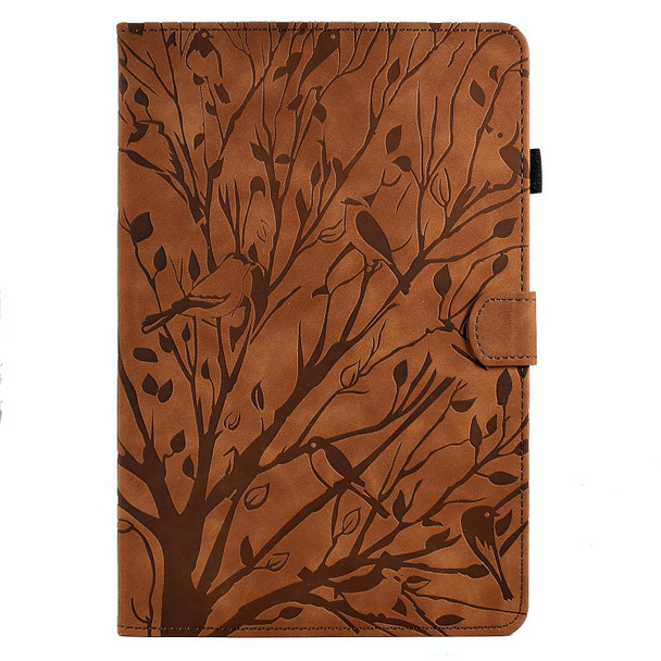 For Lenovo Tab M10 Gen 3 Fortune Tree Pressure Flower PU Tablet Case with Wake-up / Sleep Function(Brown)